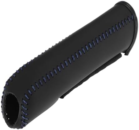 Car Handbrake Cover Leather Black Blue Line 1 Pcs by Hihaha