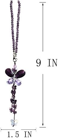 Purple Crystal Car Charm Pendant Rear View Mirror Suncatcher Rainbow Decor - Image 2