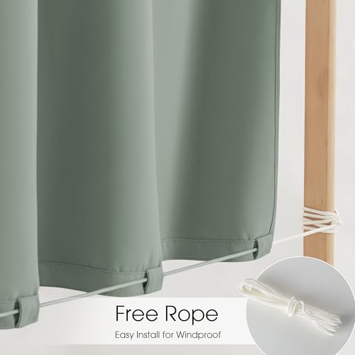NICETOWN Outdoor Curtains Windproof Adhesive Top W66xL90 Sage Green - Image 4