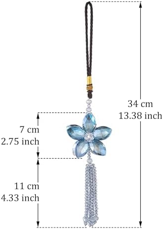Crystal Flower Rear View Mirror Pendant Car Hanging Ornament Lucky Charm - Image 2