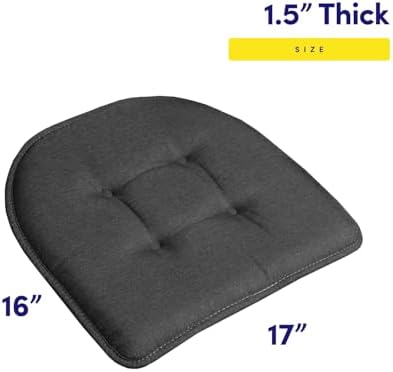 Sweet Home Collection Chair Cushion Memory Foam Pads Tufted Slip Non Skid - Image 2