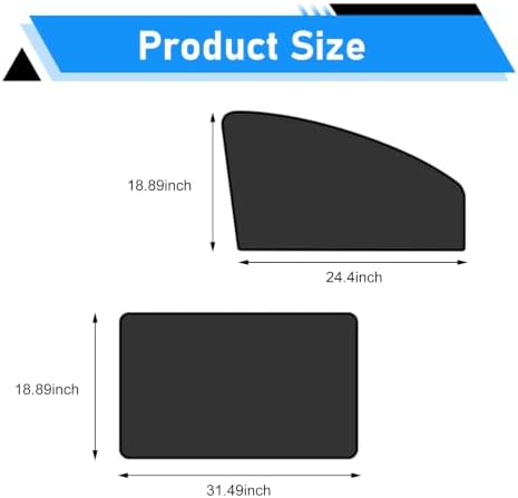 4 PCS Car Side Window Sun Shade, 24.40" x 18.89" x 12.99" 31.49" x 18.89" Front - Image 2