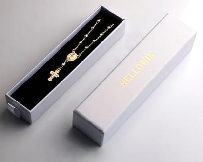 Gold Plated Beads Catholic Guadalupe Car Rearview Mirror Rosary - Image 5