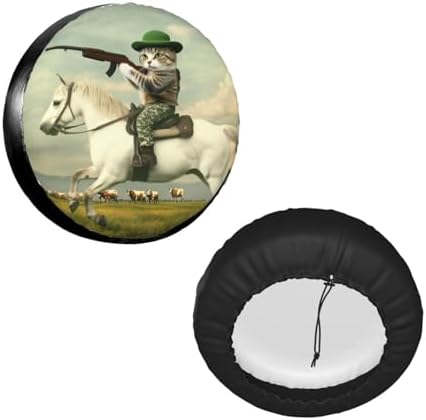 White Horse Cat Hunting Universal Spare Tire Cover, 16 Inch, Cute Waterproof - Image 2