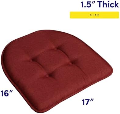 Sweet Home Collection Chair Cushion Memory Foam Pads Tufted Slip Non Skid - Image 2
