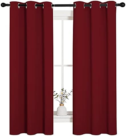 NICETOWN Christmas Window Curtains, 1 Pair, 34 by 63-in, Burgundy Red - Image 4