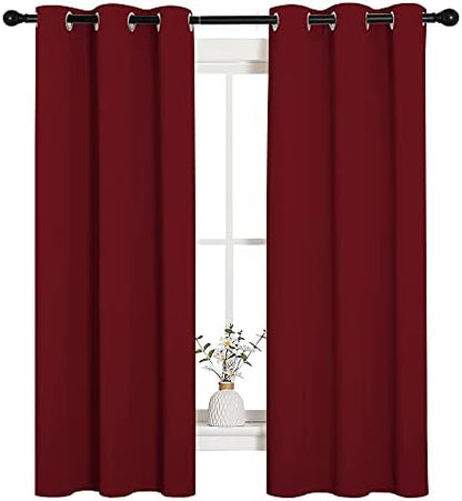 NICETOWN Christmas Window Curtains, 1 Pair, 34 by 63-in, Burgundy Red - Image 4