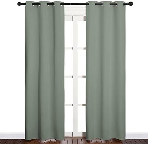 NICETOWN Window Curtain Panels, 1 Pair, 34 by 84-inch, Sage Green - Image 2