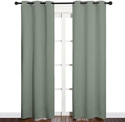 NICETOWN Window Curtain Panels, 1 Pair, 34 by 84-inch, Sage Green - Image 2