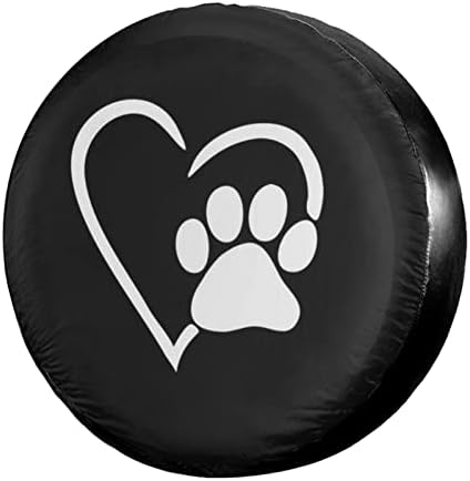 Dog Pet Paws Love Heart Spare Tire Cover Dust-Proof Wheel Tire Cover Fit Trailer by Foruidea