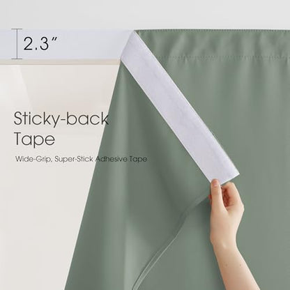 NICETOWN Outdoor Curtains Windproof Adhesive Top W66xL90 Sage Green - Image 2