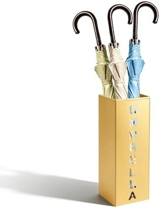Gold Metal Umbrella Holder, Square Freestanding Umbrella Rack by Jibrelxion