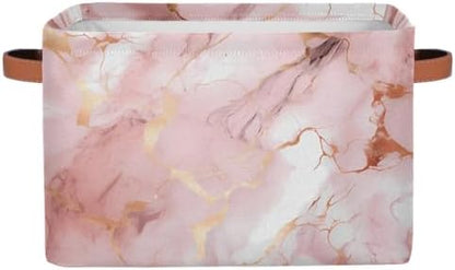AUUXVA Storage Basket Rose Gold Marble Texture Storage Cube Box Durable Canvas by AUUXVA