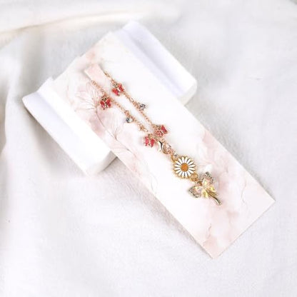 Daisy Pink Bow Tassel Car Charm, Rear View Mirror Pendant - Image 4