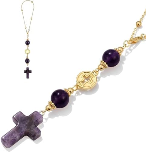 Cross for Car Mirror Hanging, Drive Safe Rear View Mirror Cross Ornament Charm by Heran