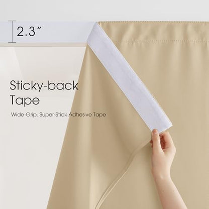 NICETOWN 2 Panels Rod-Free Patio Curtains Outdoor Waterproof Sticky Top - Image 3