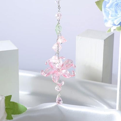 Lily Leaf Car Charm Pink Summer Waterlily Floral Suncatcher - Image 4