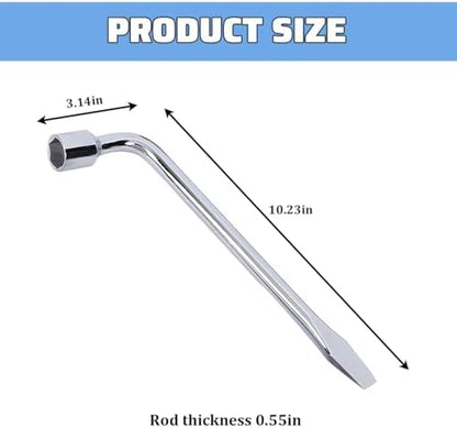 Car Spare Tire Wrench, 17mm L-Type Steel Hexagon Slotted End Socket Tire Repair - Image 2
