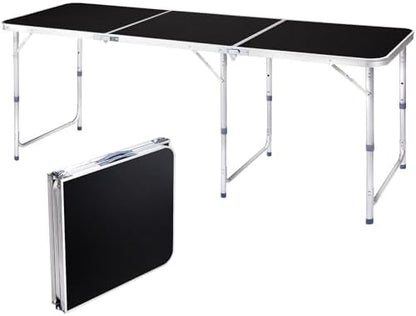 6.0 Ft Folding Portable Camping Table Black by Unknown