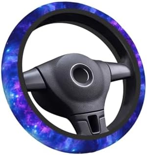 Elastic Steering Wheel Cover, 15 Inch Absorbing Sweat Purple Galaxy by Unknown