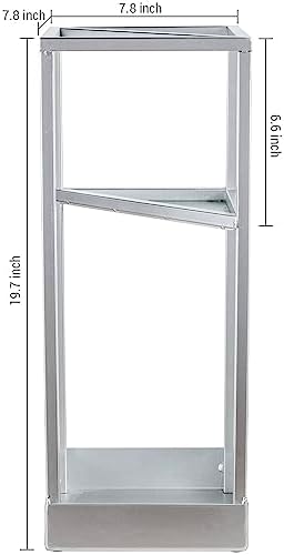 MyGift 20 Inch Tall Modern Silver Tone Metal Geometric Freestanding Entryway - Image 5