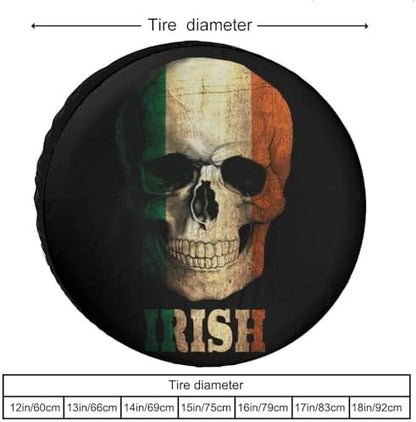 Skull Irish Flag Tire Covers, Dust-Proof Weatherproof Wheel Covers Wheel Tire - Image 3