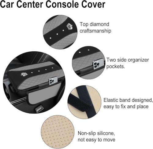 NBTEPEM 10 Pcs Bling Grey Car Floor Mats Set, Leather Grey Steering Wheel - Image 5