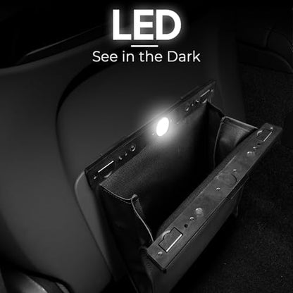 Leather Car Trash Can with Smart LED Light & Magnetic Closure - Image 2