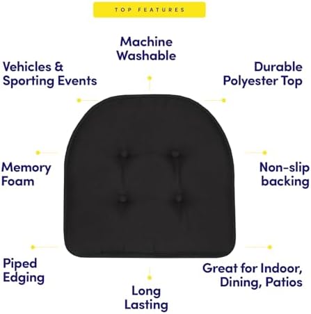 Sweet Home Collection Chair Cushion Memory Foam Pads Tufted Slip Non Skid - Image 5