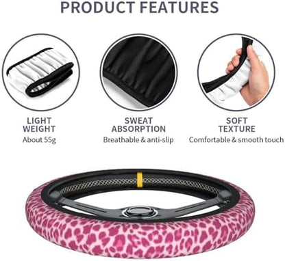 Leopard Print Steering Wheel Cover Anti-Slip Universal - Image 3
