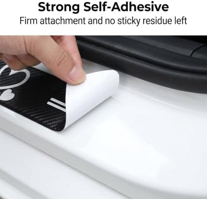 5 PCS Car Door Sill Guard Stickers, Carbon Fiber Heart Pattern Car Door Sill - Image 6