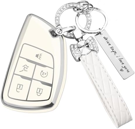 for Chevy Key Fob Cover, 5 Button TPU Protection Case by HEKBRYN