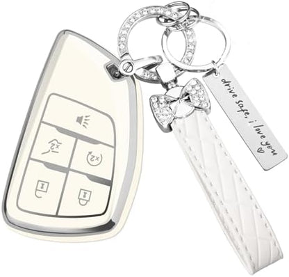 for Chevy Key Fob Cover, 5 Button TPU Protection Case by HEKBRYN