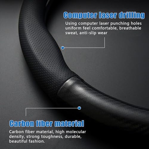 gunhunt 1 Pack Car Breathable Steering Wheel Cover, Carbon Fiber Non-Slip - Image 3