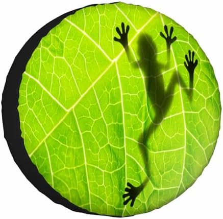 Big Green Leaves Spare Tire Cover Shadow of Frog on Leaf Polyester Universal by NOMEDOGYIM