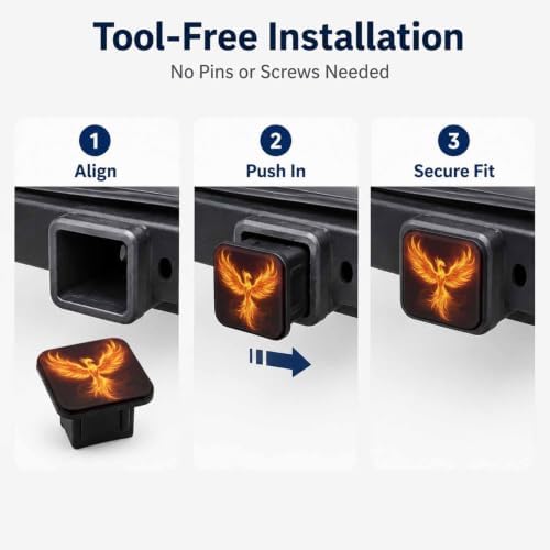 Fire Bird Hitch Cover Receiver Tube Hitch Plug, Tool-Free Install Tow Hitch - Image 7
