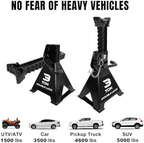Torin AT43005AB Steel Heavy Duty Jack Stands: Double Locking Pins, 3 Ton - Image 6
