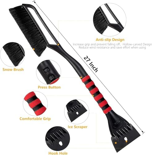FOVAL 27" Ice Scraper Snow Brush, Wider Snow Scraper Snow Removal Car Brush - Image 5