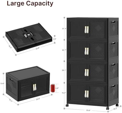 Stackable Storage Bins with Doors & Lids & Wheels - Image 2