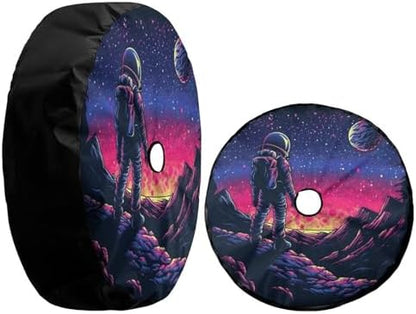 Delerain Spare Tire Cover with Backup Camera Hole Astronaut Galaxy Wheel Covers - Image 3