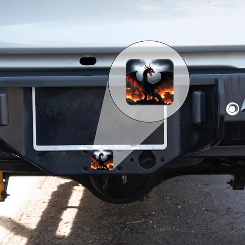 Hitch Receiver Cover 2" Black Dragon Burning Village Trailer Hitch Cover Tube - Image 6