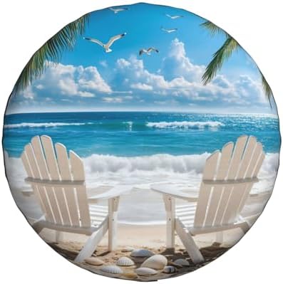 Spare Tire Cover for RV Camper, Beach Scene Tropical Tire Cover Protectors by Unknown