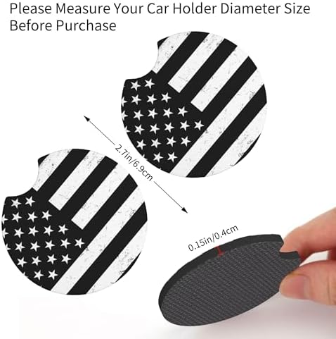 American Flag Black Steering Wheel Cover 15 in + 2 Pieces USA Car Coasters - Image 5