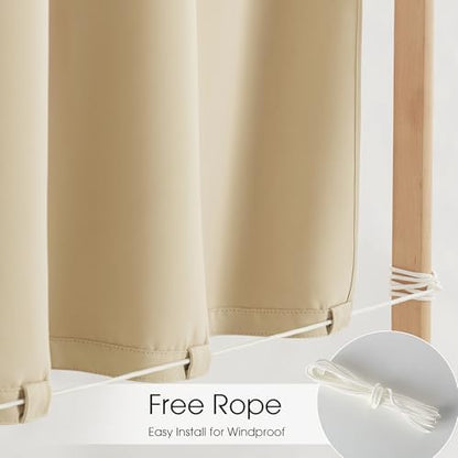 NICETOWN 2 Panels Rod-Free Patio Curtains Outdoor Waterproof Sticky Top - Image 2