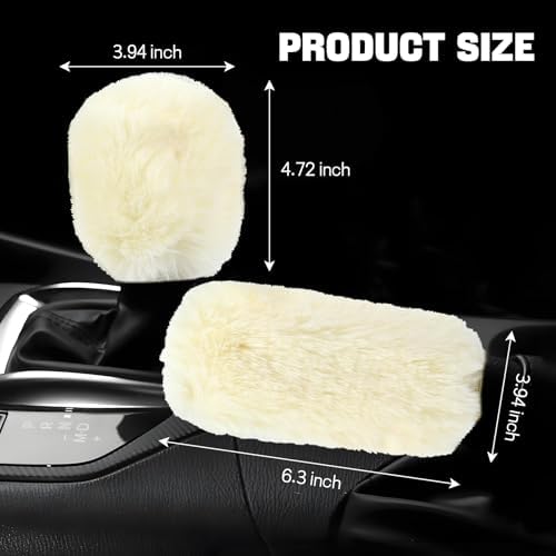 Hovom 2PCS Fluffy Car Gear Shift Knob Cover & Handbrake Cover - Image 2