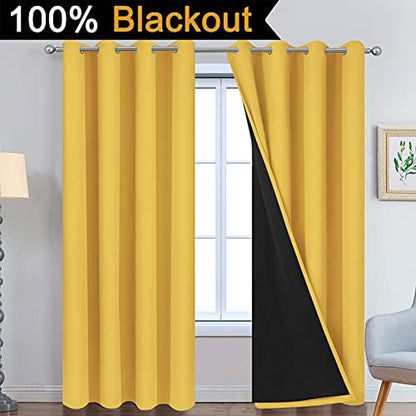 Yakamok Mustard Yellow Blackout Curtains Panels 84 Inches Long - Image 2