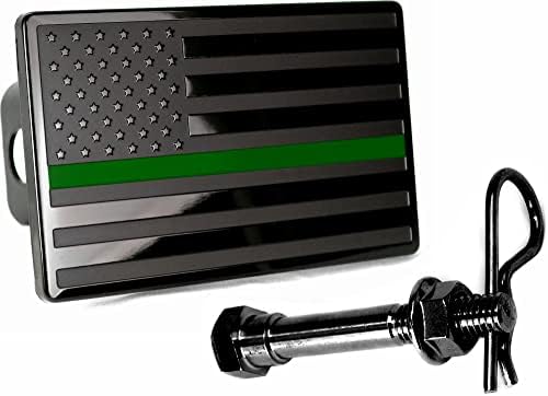 5"x3" American Black Flag Metal Hitch Cover by AutoAccessores