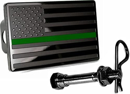5"x3" American Black Flag Metal Hitch Cover by AutoAccessores