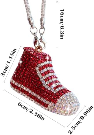 Bling Sneaker Shoe Sparkly Car Hanging Ornament, Cute Crystal Rear View Mirror - Image 2