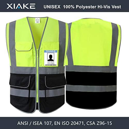 XIAKE 9 Pockets Class 2 High Visibility Reflective Safety Vest - Image 2